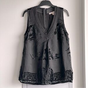 ANTHROPOLOGIE MEADOW RUE Black Velvet Tank Blouse